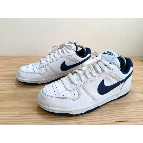 Nike Big Nike Low Basketball White Midnight Navy 355152-140 Men\'s Size 8